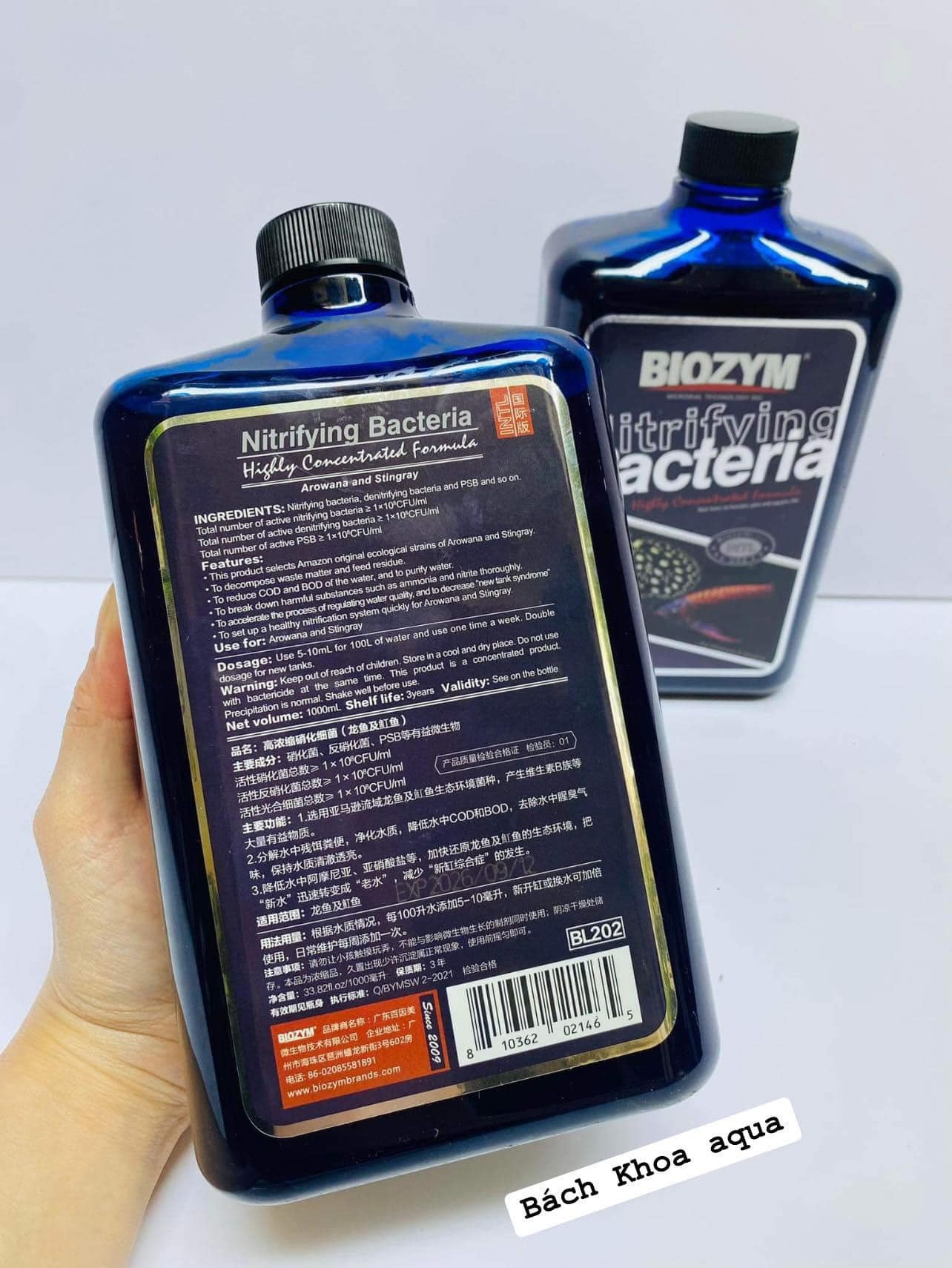 Vi sinh Biozym đậm đặc (Arowana & Stingray) chuyên cá Rồng và cá Đuối - chai 1L