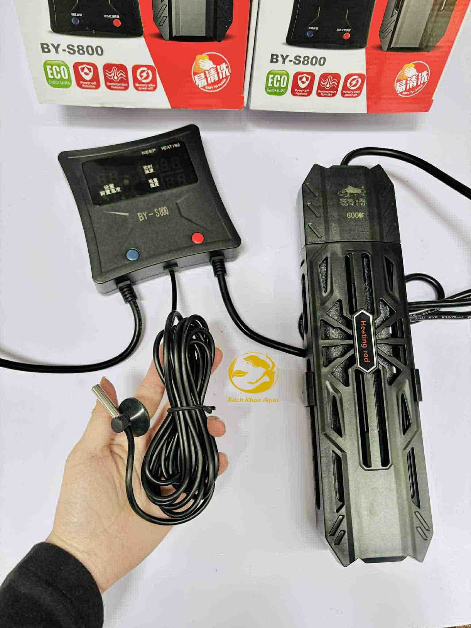 Sưởi bể cá Baoyu BY-S800 bản mới có dây dò siêu tan toàn